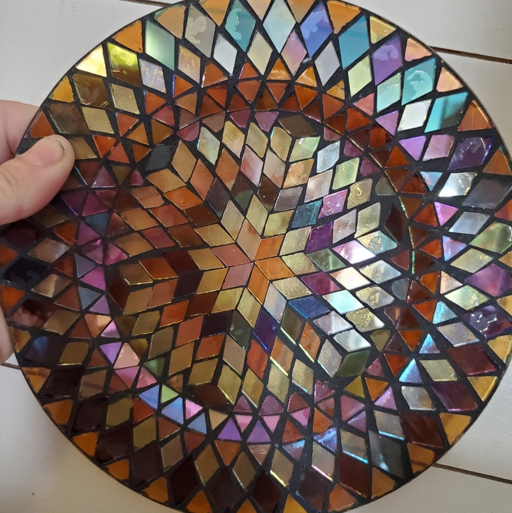Glass Mosaic Candle Plates